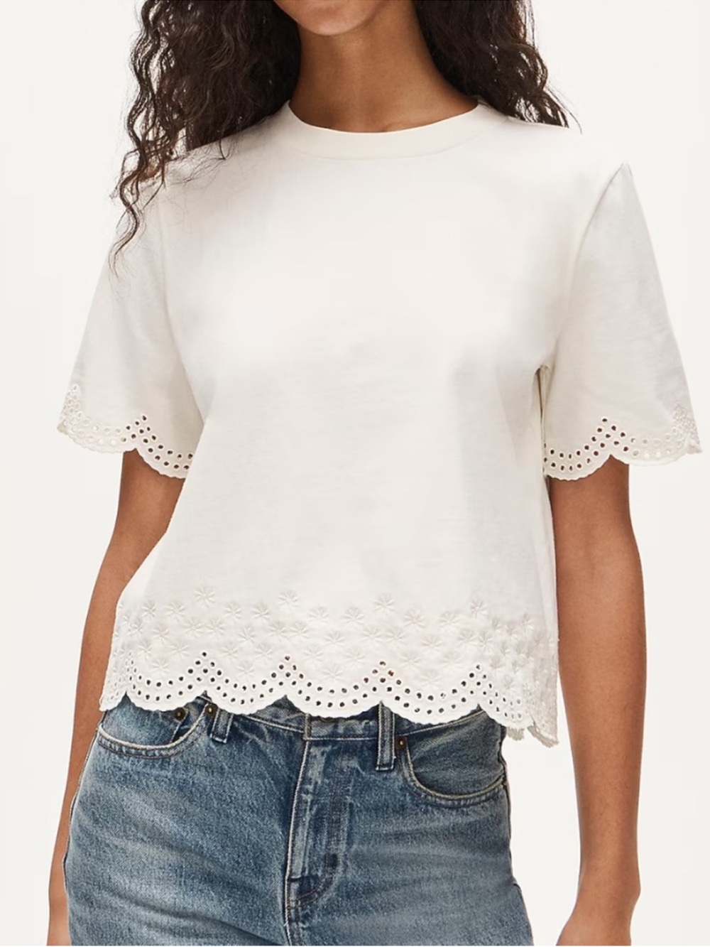 J crew Premium-weight relaxed scalloped T-shirt